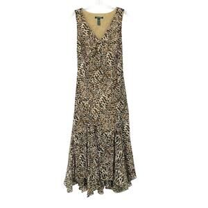 Lauren Ralph Lauren Sleeveless Leopard Flowy Dress Sz 14 Animal Print Classic